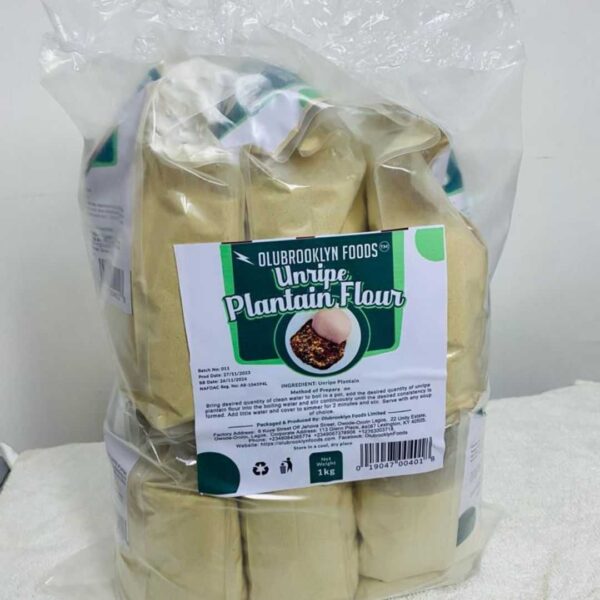 Olubrooklyn Foods Unripe Plantain Flour - 1KG - 6 Units in a Pack